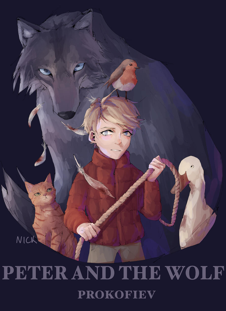 2022, Poster for Peter and the Wolf, highschool assignment