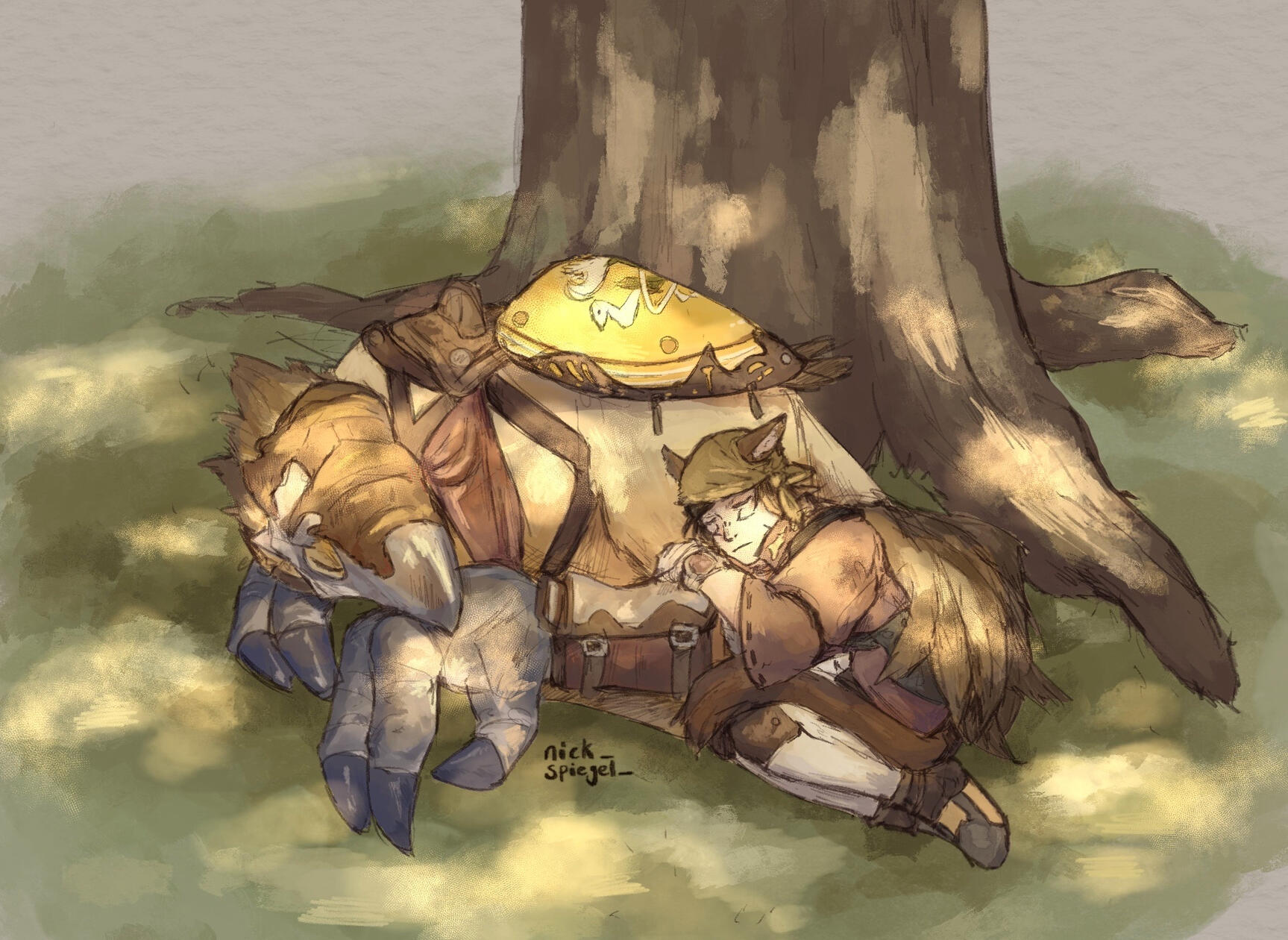 2025, my Final Fantasy 14 character napping with his Chocobo