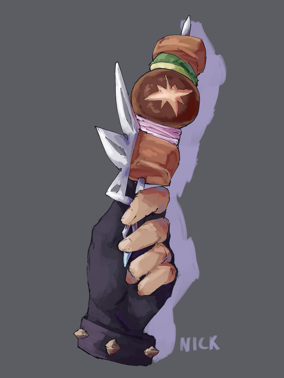 2022, fanart of Kaeya's hand with fruity skewers (Genshin Impact)