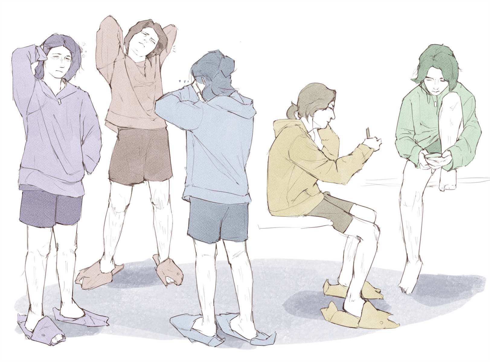2025, sketches of me in various poses, assignment