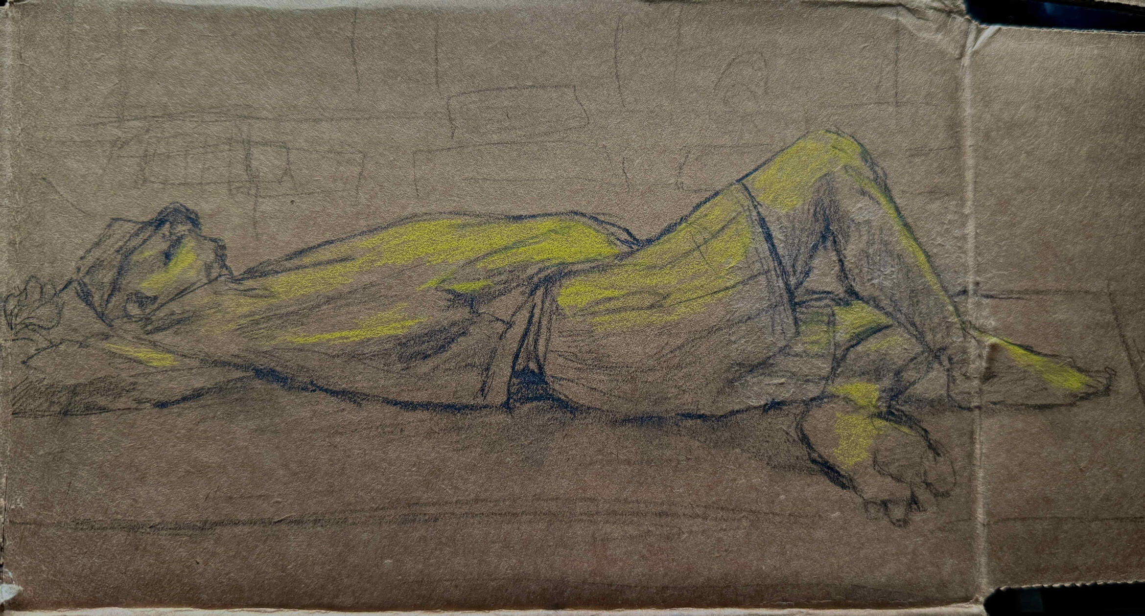 2026, 20 minute figure drawing on cardboard